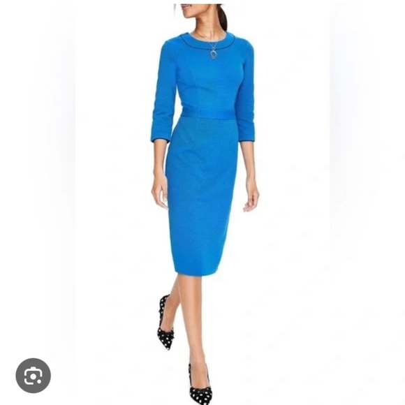 NWT Boden Mia Ottoman Textured Blue Dress Size 6L - Picture 1 of 4